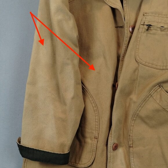 LL Bean Womens Field Winter Coat Canvas Vintage Chore Jacket Wool Linner Size L - Picture 14 of 16